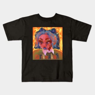 Cat Girl on Fire Kids T-Shirt